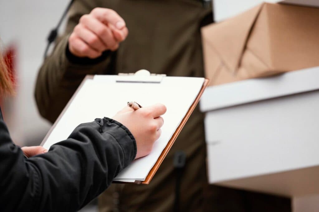Persona che firma un documento di trasporto DDT