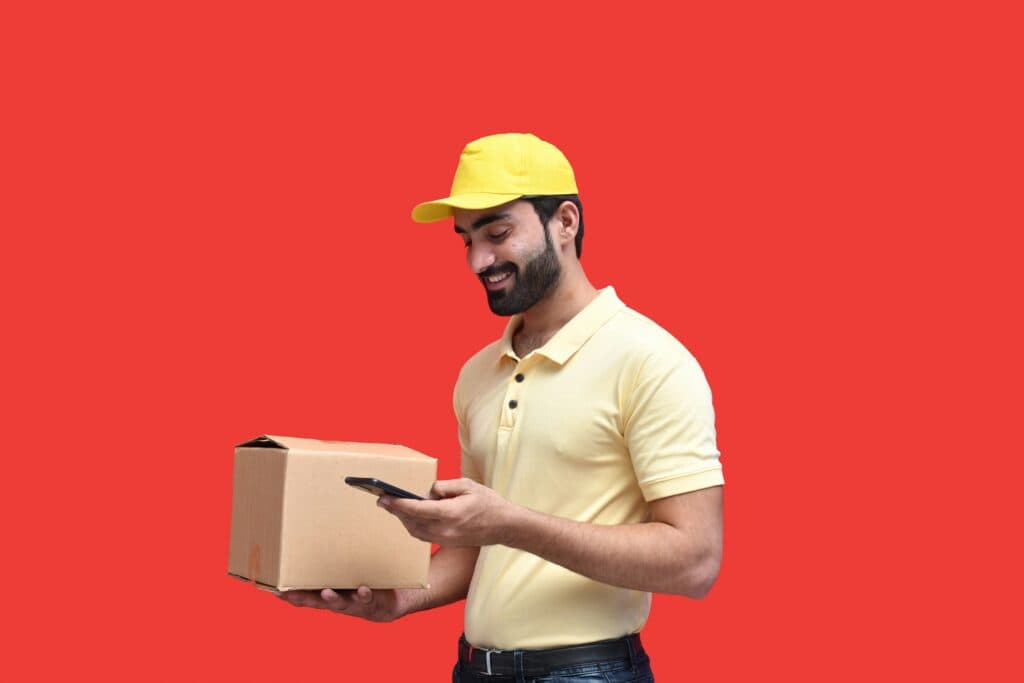 Courier delivering shipment